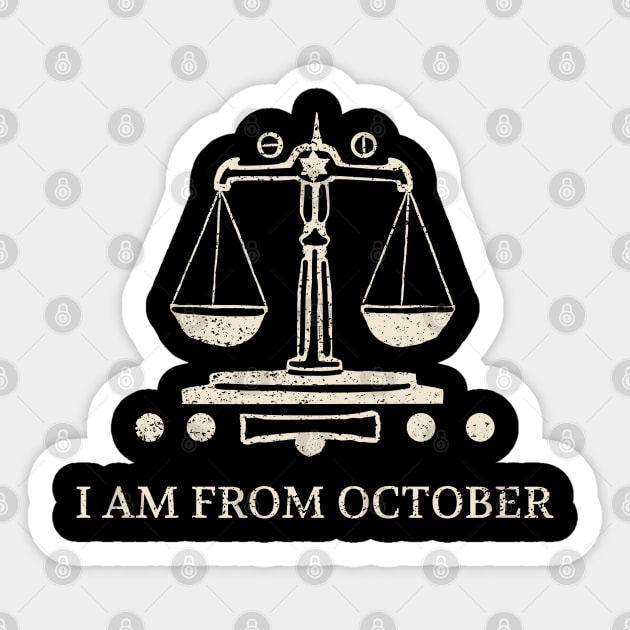 Born in October – Libra Zodiac Design Sticker by Stylecombinator
